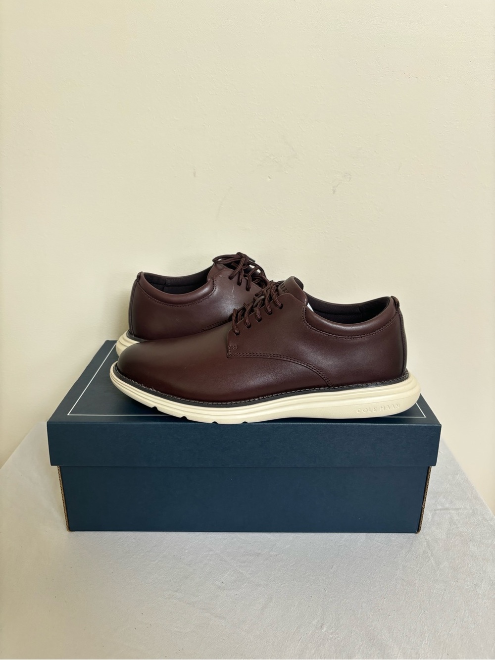 Cole Haan Men's Grand+ Plain Toe Leather Oxford Shoes 8M Brown C42675 New